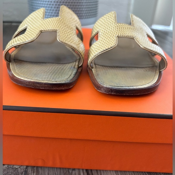 HERMÈS Oran Exotic Lizard skin sandals Sz 35.5 - Picture 7 of 10